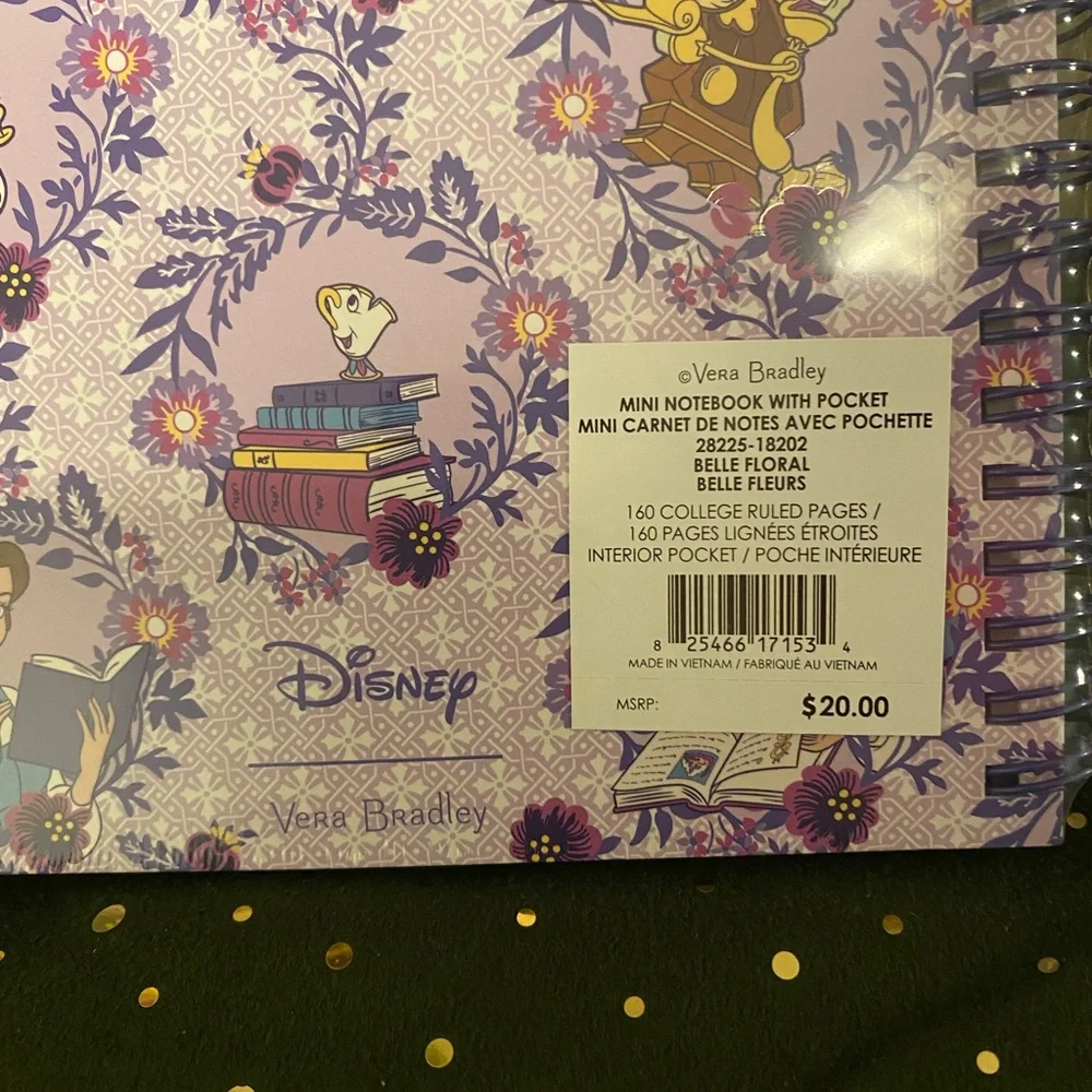 Vera Bradley Disney Beauty and the Beast Lavender Notebook - Picture 4 of 4